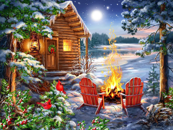 Christmas Cabin 500 Piece Jigsaw Puzzle for sale by Springbok Puzzles